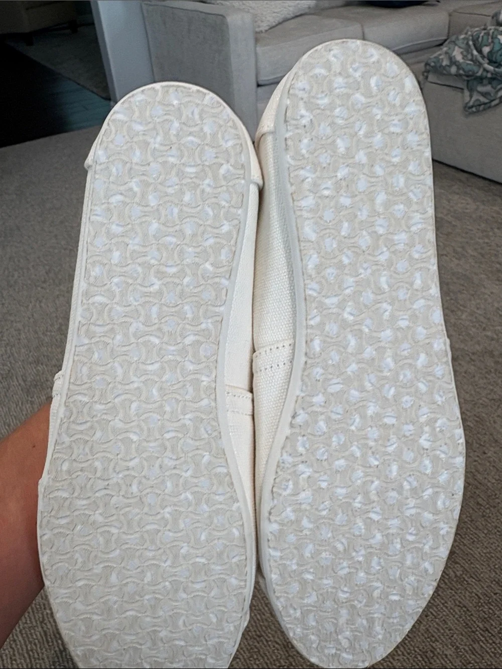 TOMS White Canvas Slip-On Moccasins